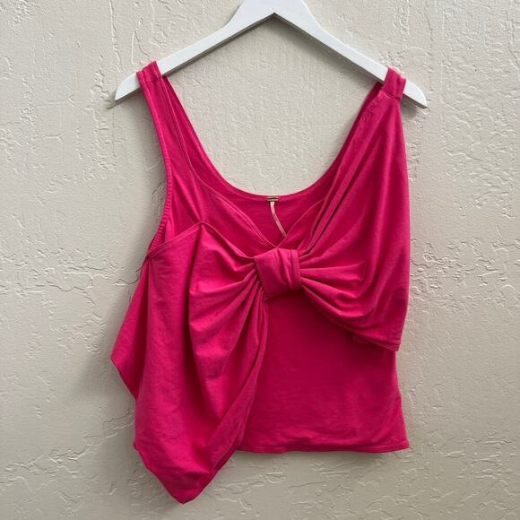 EUC Free People Pink Oversized Bow Sleeveless Top - Picture 2 of 4